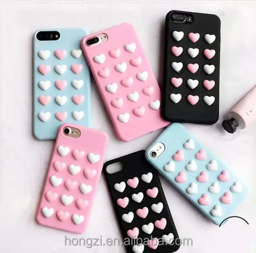 

3D small love heart TPU case for iphone 7 7Plus Candy color soft silicon case For ip 6 6s 6Plus 8 8plus back cover