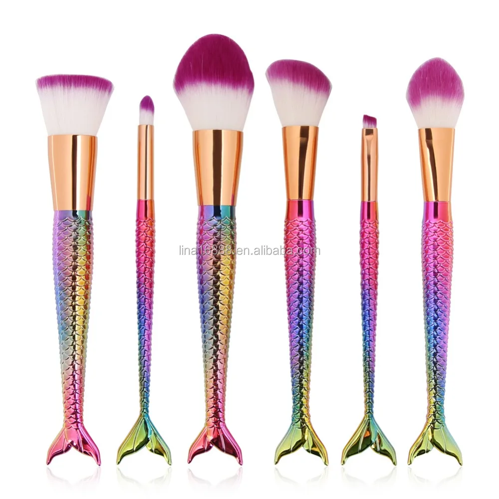 

2018 Best Selling Colorful Mermaid Makeup Brush Personalized Rainbow Makeup Brush Set, Colorful;gold;light blue