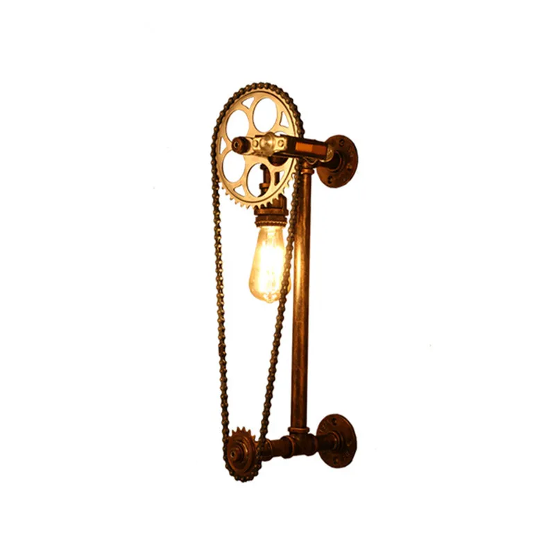Vintage loft fer chaîne de bicyclette mur lampe industrielle ... Applique salle de bain vintage