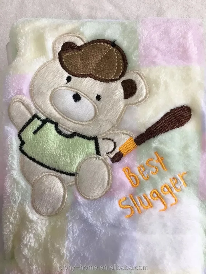 
High Quality Embroidery Plush Print Blanket Plush Toys Children Flannel Baby Warm Blankets As Gift 