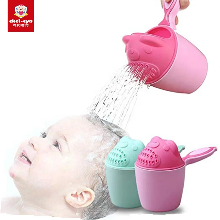 

Cartoon Bear Shape Kids Baby Bath Shower Shampoo Cup Spoons Washing Head Hair Tearless Tub Bath Products Care For Children, Pink,green