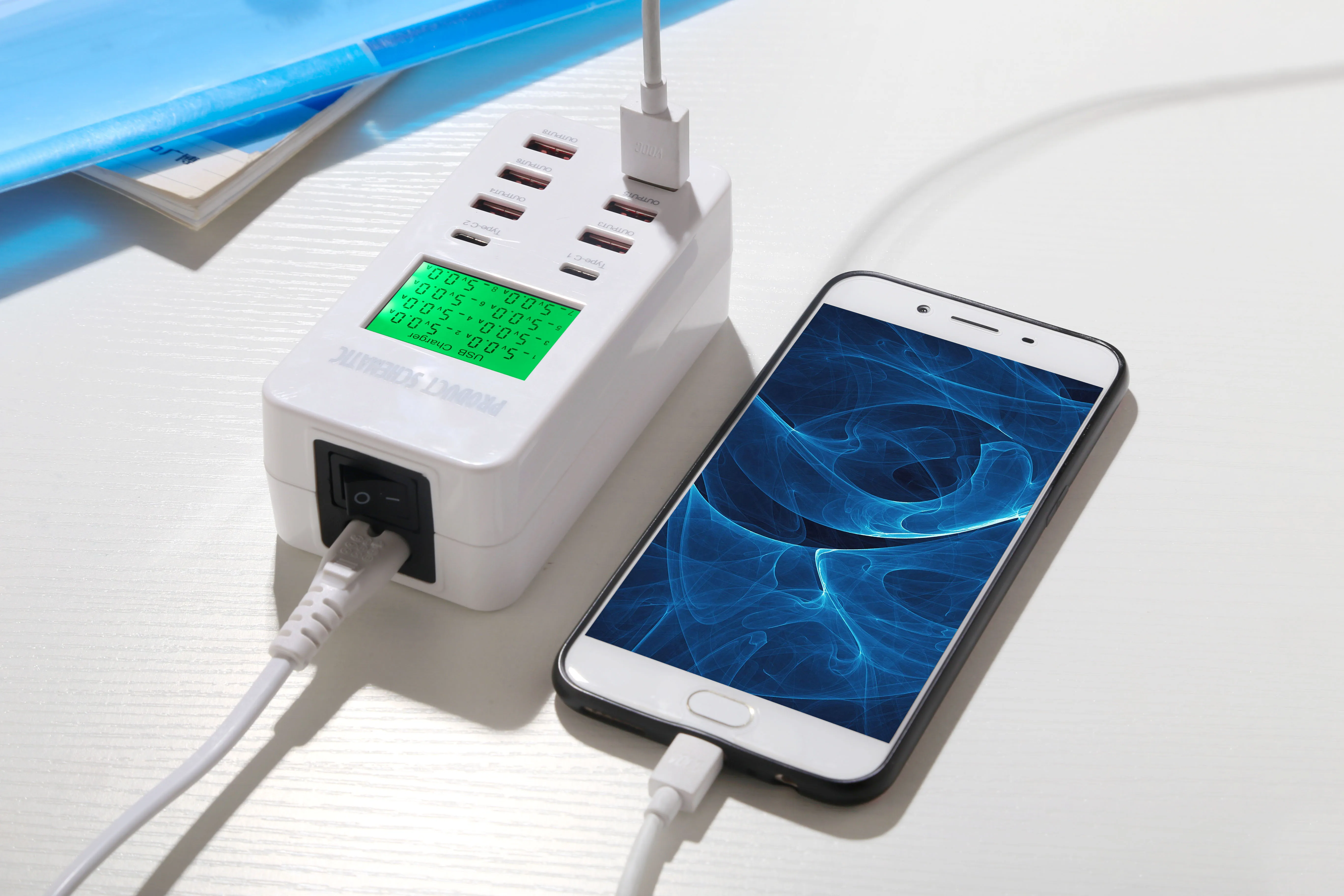 Potable Multi Port Fast Charger Intelligent 6 Usb+2 Typec Usb Charger Buy Usb Charger,Potable