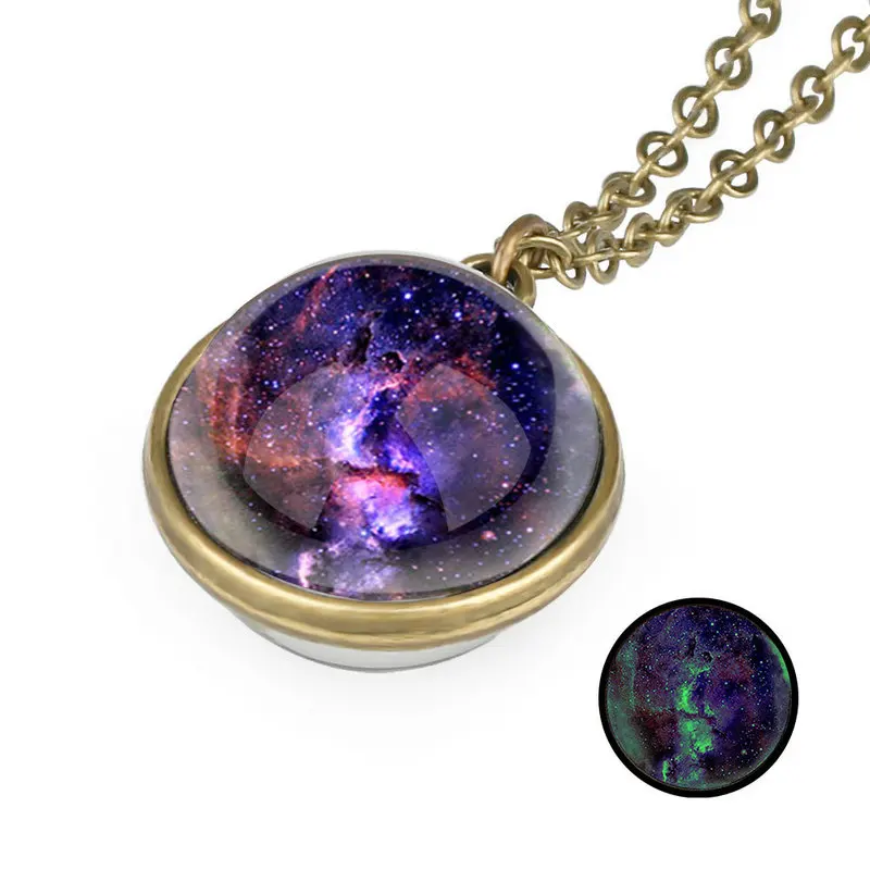 

Wholesale Hot Selling Newest Design Moon Necklace Glow In Dark Moonlight Pendant Moon Star Universe Luminous Necklace, As picture
