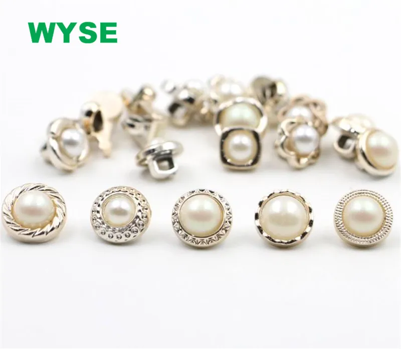 White Pearl Sewing Metal Shank Button for Shirt Coat Garment Clothes