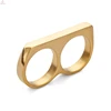 Personality Simple Punk Stainless Steel Gold Plating Double Two Finger Ring