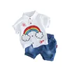 Baby suits Baby Body Suits children clothing sets for boy short sleeve t-shirts + jeans cool denim pants suit