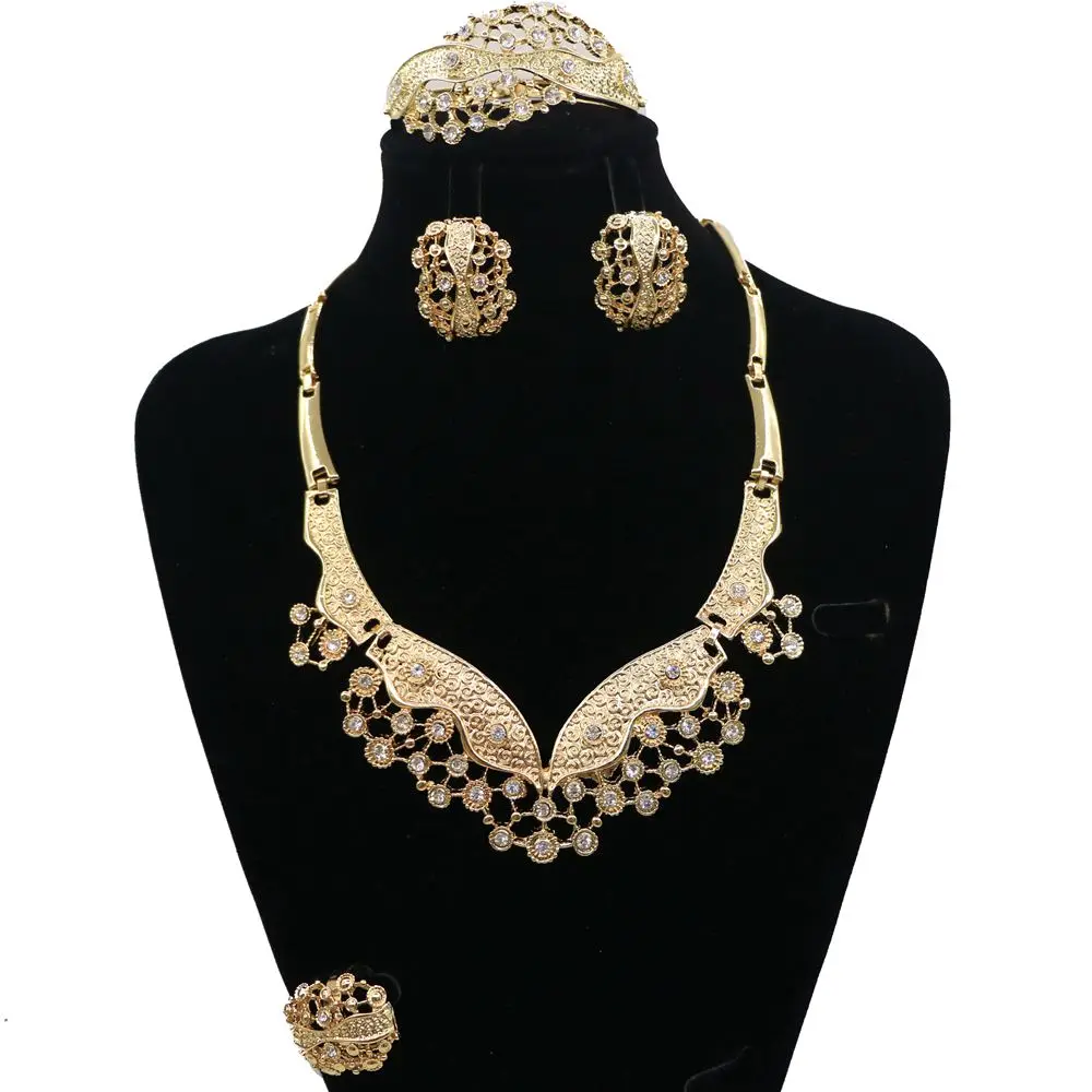 

Fashion 2018 Gold Color Jewelry Sets fashion Design Nigerian Women Wedding Jewelry African Jewelry Sets Wholesale Accessories, Picture