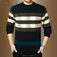 

long sleeves 3colors stripe pullover winter cashmere sweater for men