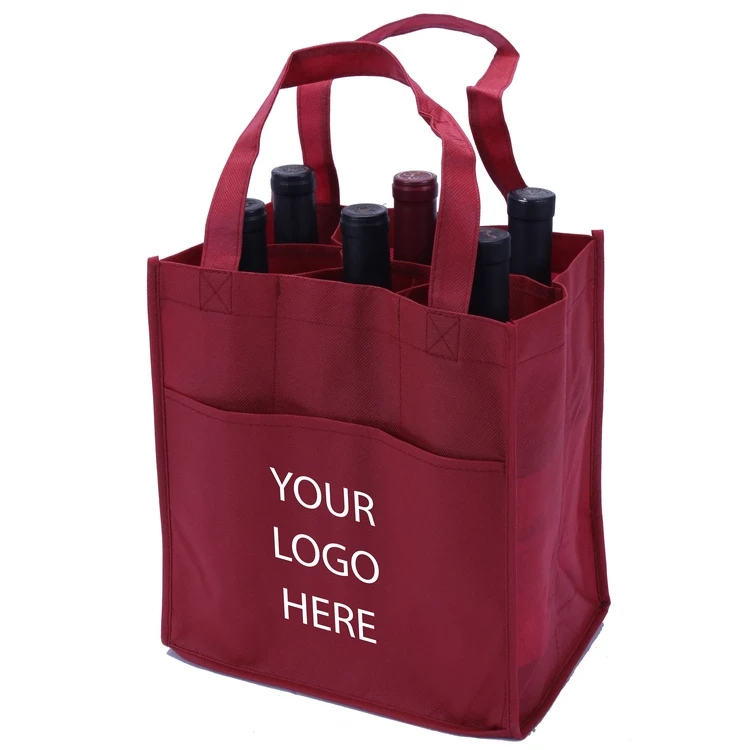 

New product fashion grocery rectangle Non woven shopping bags for wine, Customized color