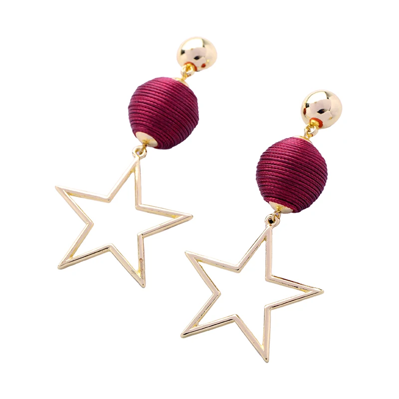 

ed00209b Handmade Jewelry Wholesale Free Shipping Charm Ball Gold Plated Dangle Star Earrings