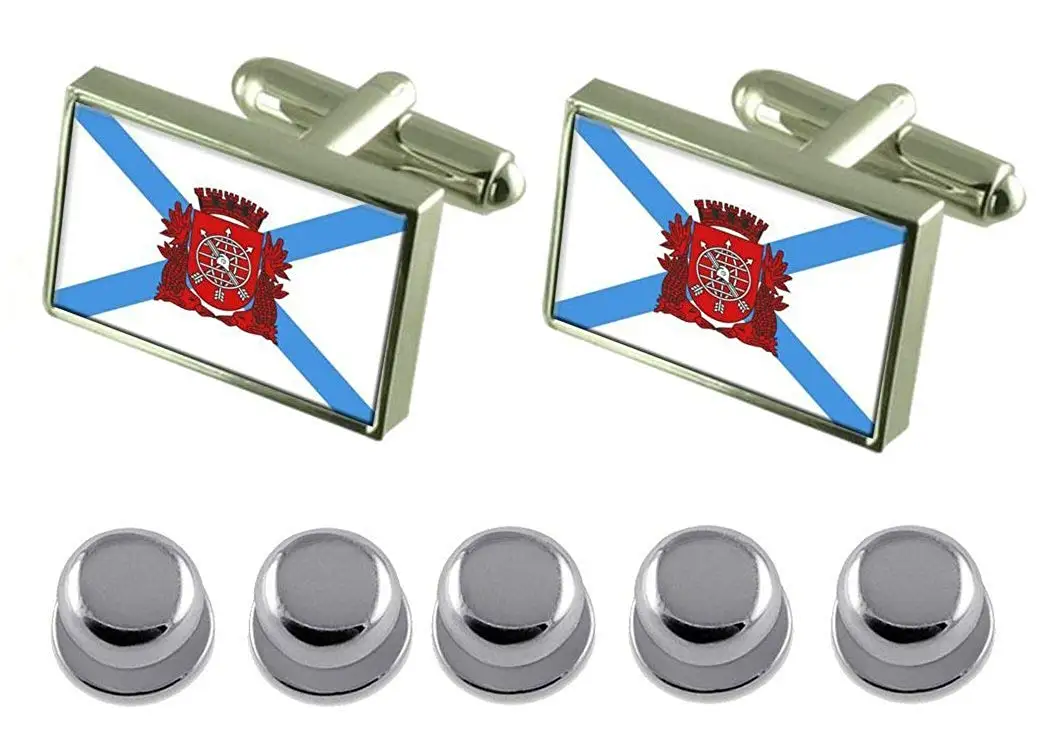 Select Gifts Shirt Dress Studs Rio de Janeiro City Rio de Janeiro State Flag Cufflinks