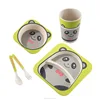 FT-032CT Factory Wholesale Bamboo Fiber Children Baby Bowl Plate And Spoon Set