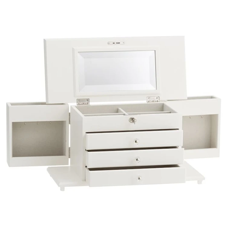 Custom Small Wooden Mirror Jewelry Storage Box With Drawer Buy
