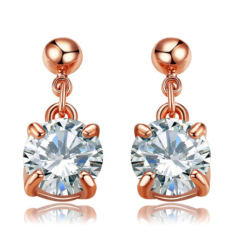 

Fashion Jewelry 18K White/Rose Gold Plated AAACZ Cubic Zirconia Dangle Stud Earrings For Women Wedding Party Wholesale E171 E170, Silver;rose gold