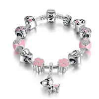 

Lucky Charm Bracelet, Love and Clover Qings Silver Plated Lucky Dog Charm Bracelet For Daughter Birthday Gift for Girl Woman