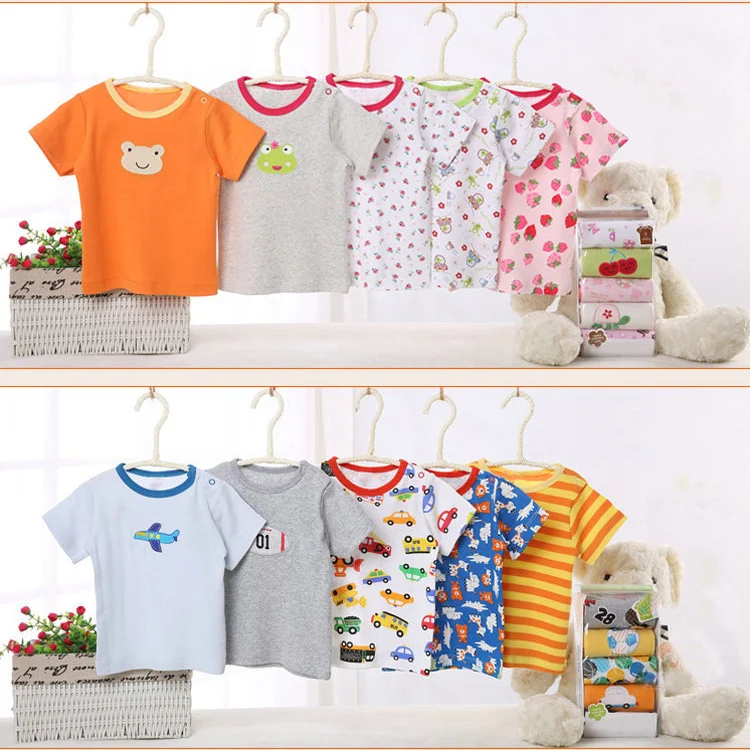 
Various colors cotton baby T-shirt o-neck collar short sleeve 
