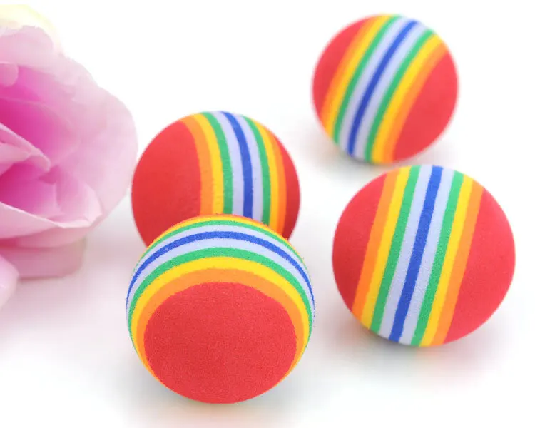 

Rainbow 3.5cm Cat Toy Ball Interactive Cat Toys Play Chewing Rattle Scratch EVA Ball Training Pet Supplies, As picture