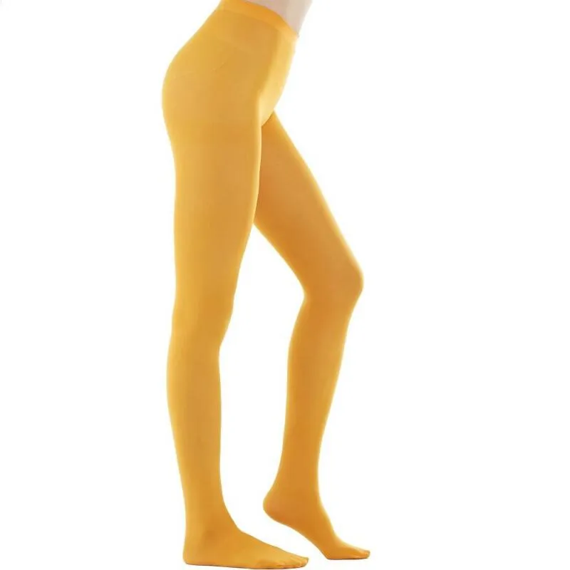 Wholesale Bright Colorful Ladies Tights 80d Opaque Solid Color Footed