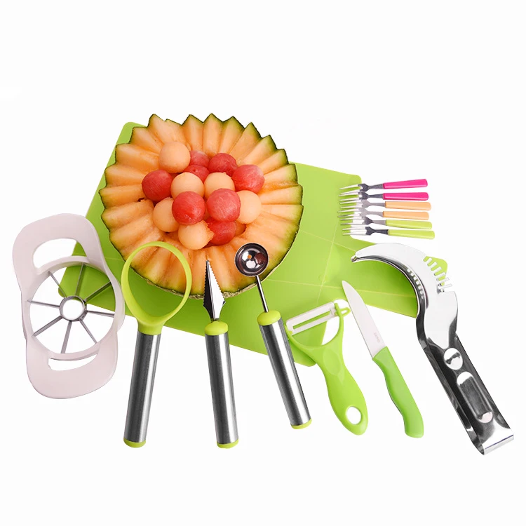 

Amazon Top Seller 2019 Household Tools Creative Handle Fruit Vegetable Carving Platter Set Fruits Peelers Cutting Board, N/a