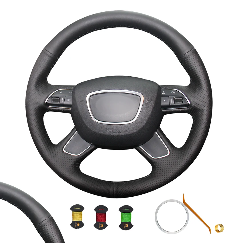 

Hand Stitch Artificial Leather Steering Wheel Cover for Audi A4 A6 A7 A8 Allroad Q5 Q7 2011 2012 2013 2014 2015 2016 2017 2018