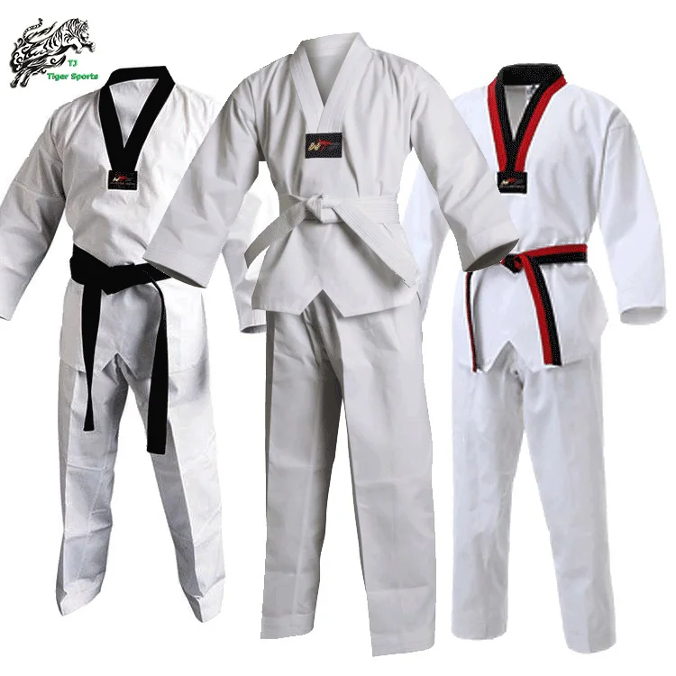 

Custom WTF ribbed material taekwondo uniform, White