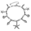 2019 European Summer Beach Sea Accessories Silver Anklet Bracelet Starfish Shell Pendant Anklet Bracelet For Women
