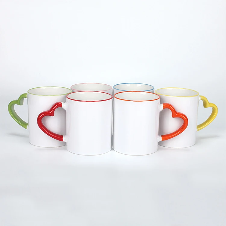 

Wholesale Custom Color Lover Travel Tea Cups Coffee Mugs Ceramic with Heart Shaped Handle