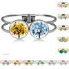 Hot Sale Planet Life Glass Cabochon Charm Paddy Flexible Open Cuff Bangles
