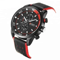 

Private Label CURREN 8250 Men Quartz Wrist Watches Bezel Japan Movt Stainless Steel Back Genuine Leather Belt Relojes Hombre