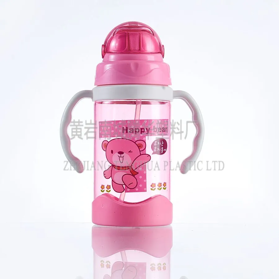 eco-friendly easy drinking plastic baby feeding bottle with handle