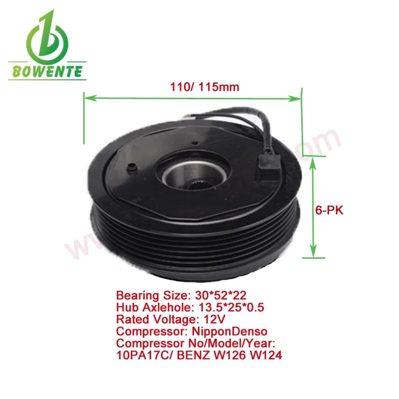 Nippondenso 10pa17c Compressor Clutch Assembly For W126 W124 110/115mm