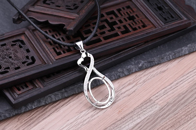 13*18mm S925 Sterling Silver Vintage Pendant Blank Inlaid Amber Wax