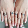 New Design Vintage Moon Arrow Ring Set Ladies Thai Silver Full Finger Ring Beach Jewelry Knuckle Charm