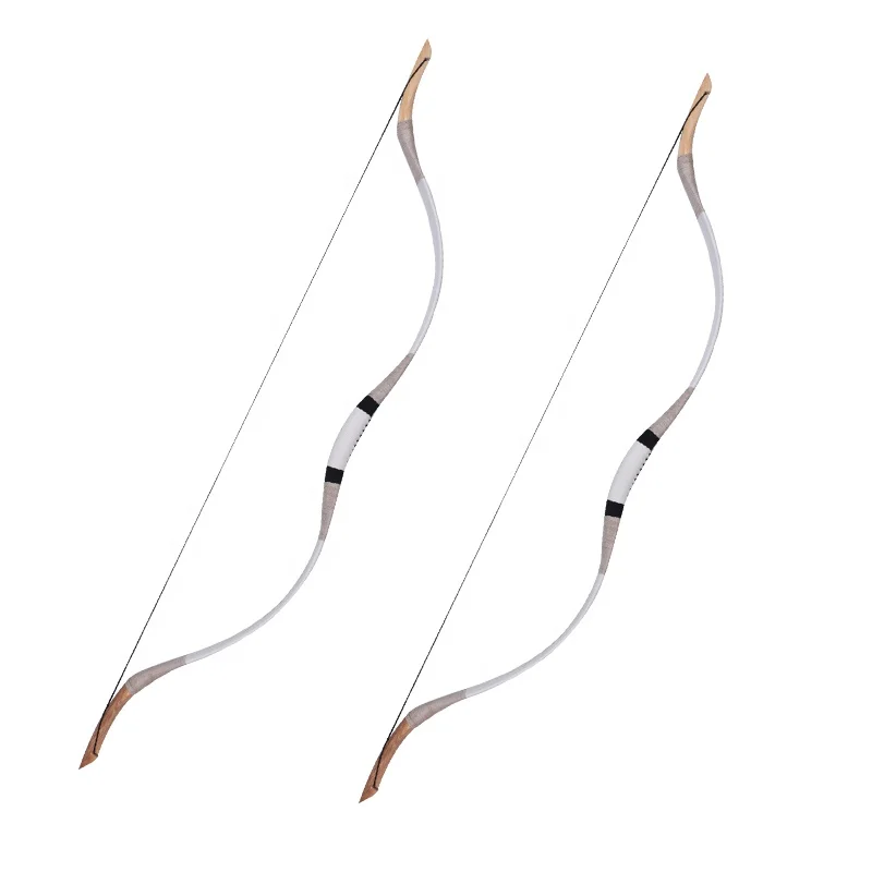 

Traditional Longbow Horsebow 30-70lbs,Mongolian Hunting Recurve Bow, White or brown for choice