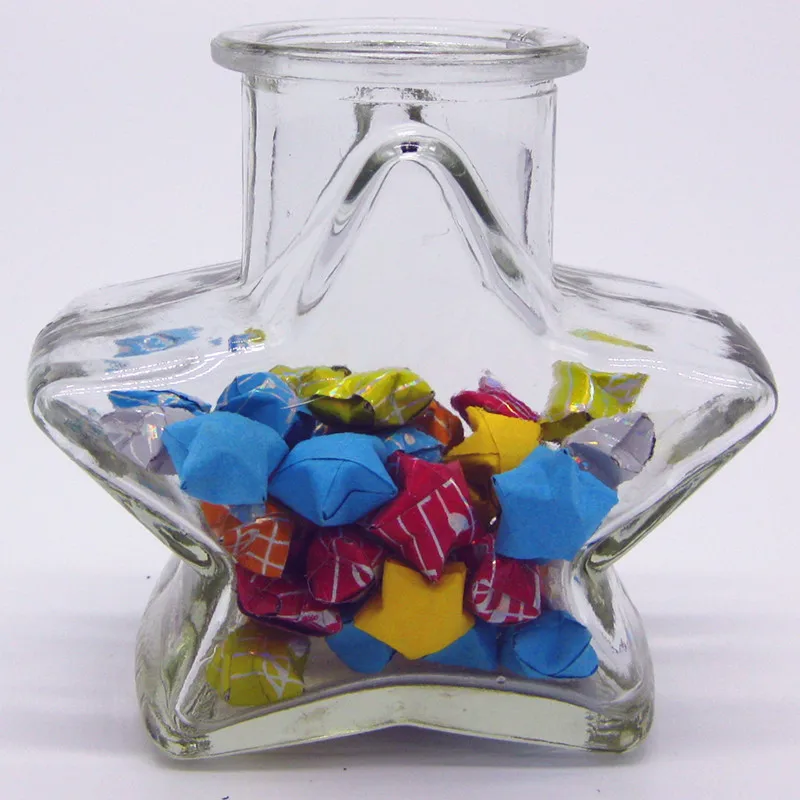 star shaped borosilicate glass jar with cork lid