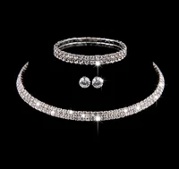 

Fashion korea european american crystal classic bracelet pendant earring and necklace bridal love jewellery sets for women