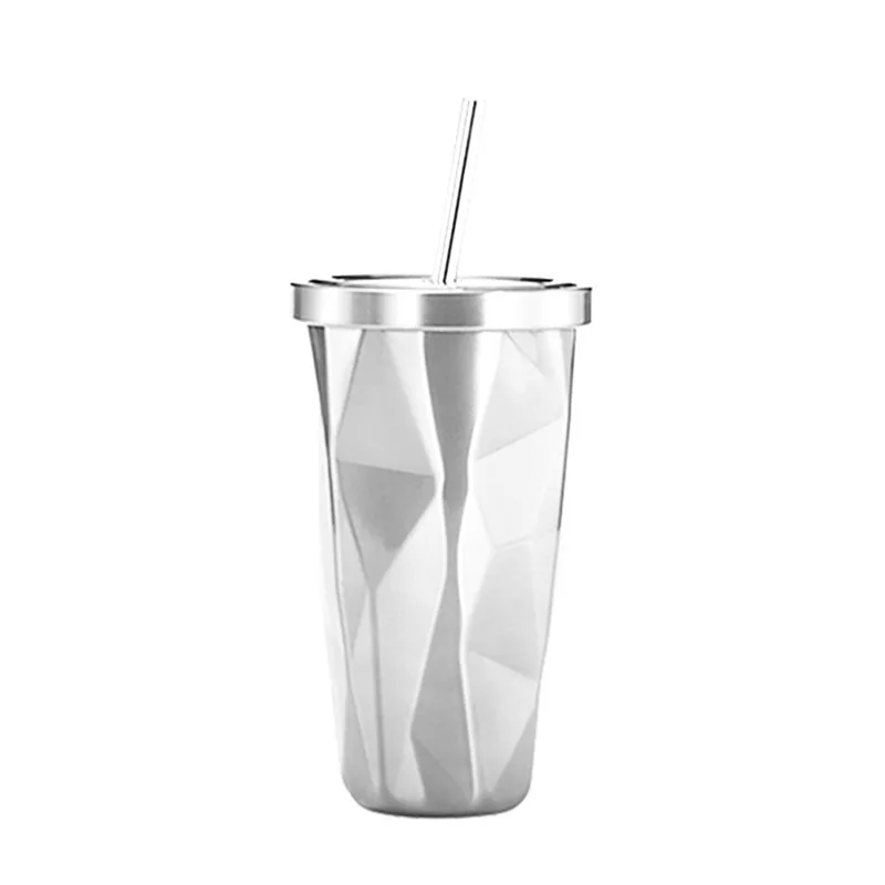 

Hot Sale In Amazon Double Wall Wine Wide Mouth Stainless Steel Tumbler With Straw, Like picture