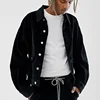 jackette for men 100% cotton drop shoulder cord jacket in washed black