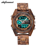 

Hot selling shifenmei S2139W fashion wood strap OEM custom logo wholesale digital watches men wrist