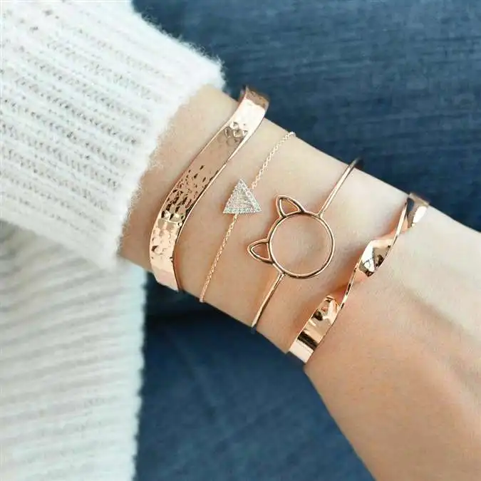 

Chic rose gold bangle bracelet set for women, Gold / silver /black