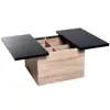 Wooden Modern Coffee Table Sliding Top with Inside Storage Unit 4 Cubes Chest Black & Oak