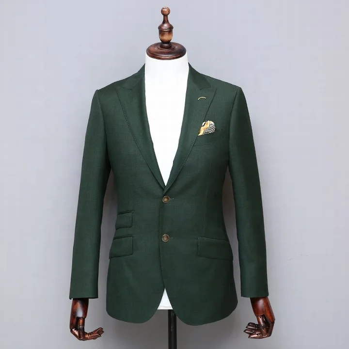 green skinny suit