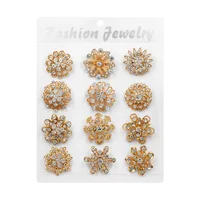 

Weiman Gold/Silver Plated Lot 12pcs Crystal Rhinestone Flower Brooch Pins for Women DIY Wedding Bouquet