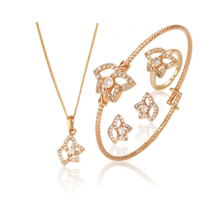 

63092 xuping beautiful popular 18 k gold plated butterfly baby jewelry set