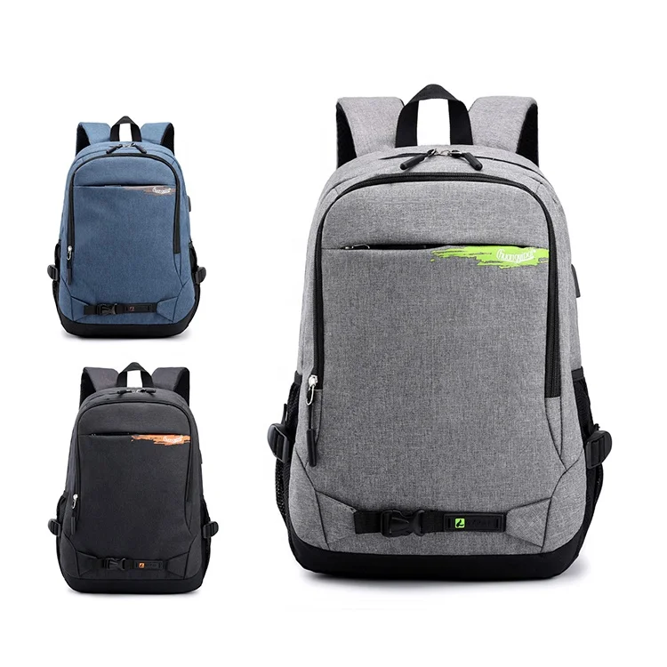 

New Model Fashion Waterproof Nylon 15.6 inch Laptop Backpack Bag With USB School Business For Men, Black/grey/blue