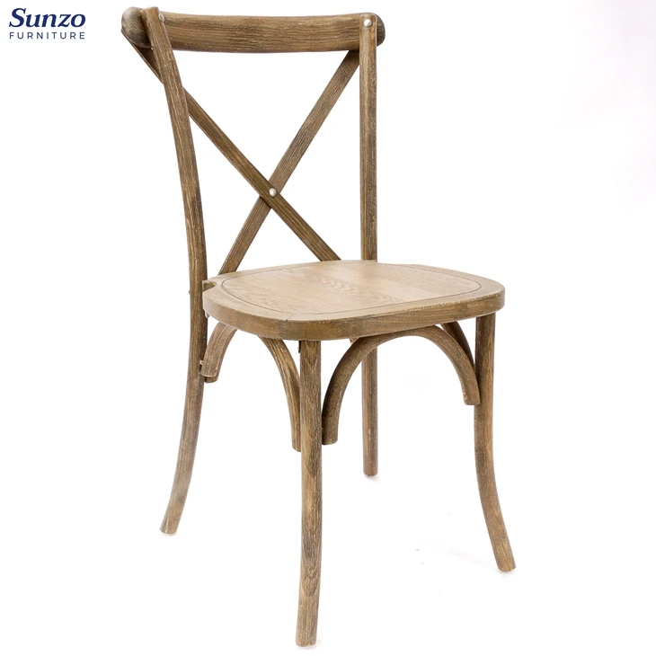 French Style Vintage Furniture Solid Wood Cross X Back Bistro Chair ...