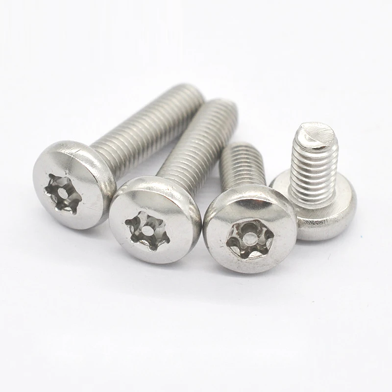 Zinc plated philips pan round head security screw T20 T25 safety torx screw with pin
