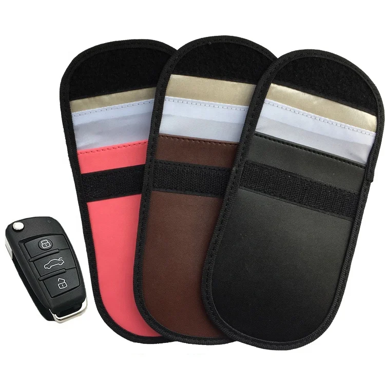

Car key signal blocker case / RFID car key blocking bag / Keyless Entry Fob Guard Signal Blocking Pouch Bag, Black/brown/pink