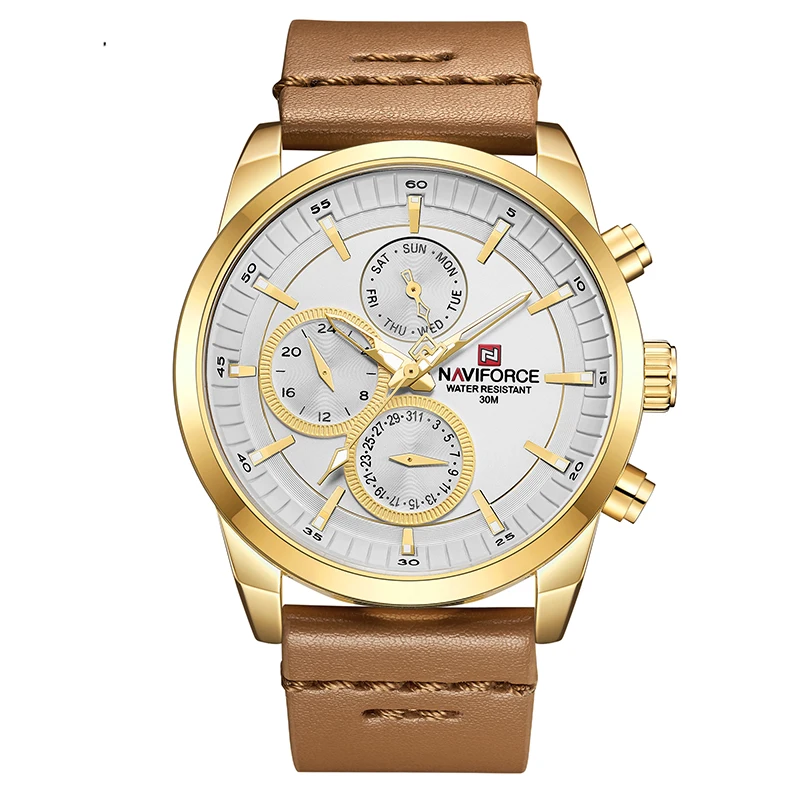 

Mens Watches NAVIFORCE Luxury Brand Men's Quartz 24 Hour Date Watches Man Waterproof Clock Men Sport Leather Strap Wrist Watch