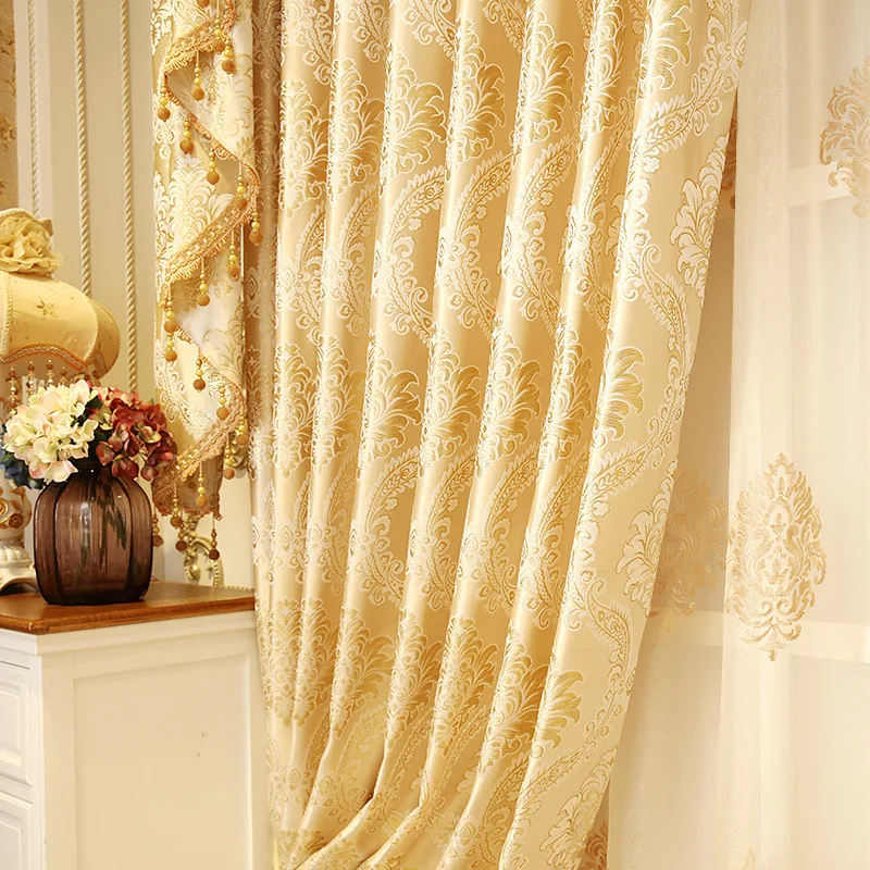 
Hot Sale Window Luxury Living Room Jacquard Curtain With Valance, Online Store Livingroom Curtain Cloth/ 